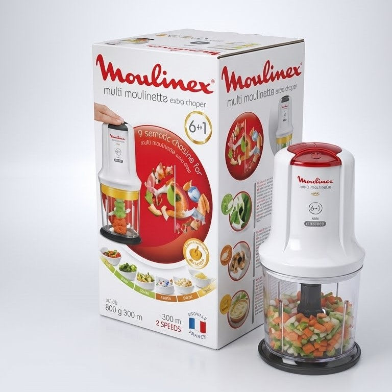 Hachoir Moulinex Mini Multi-moulinette 6 en 1 – 500 W Blanc