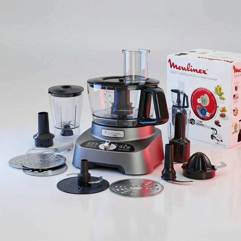 Robot Moulinex multifonctions DOUBLE FORCE 1000 W SILVER – 10 ACCESSOIRES