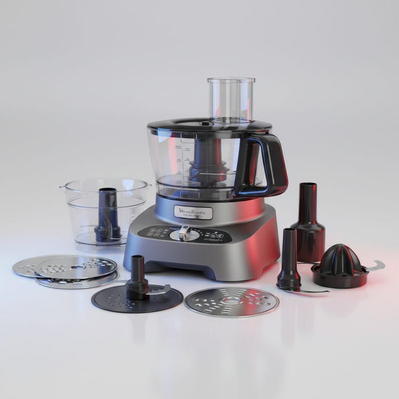 Robot Moulinex multifonctions DOUBLE FORCE 1000 W SILVER – 10 ACCESSOIRES