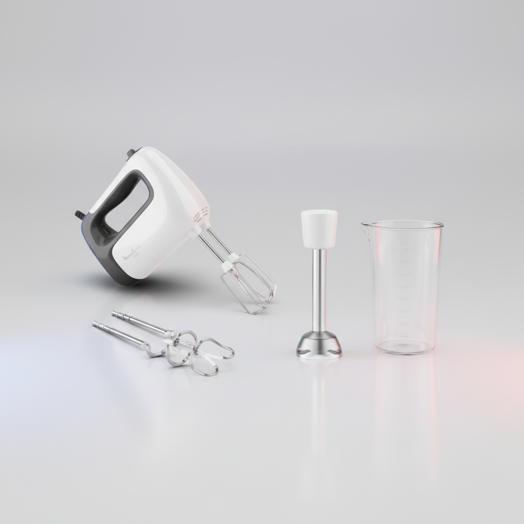 Batteur Moulinex Prep’mix+ 500 W-Blanc+ BAT + HB INOX + BEAKER