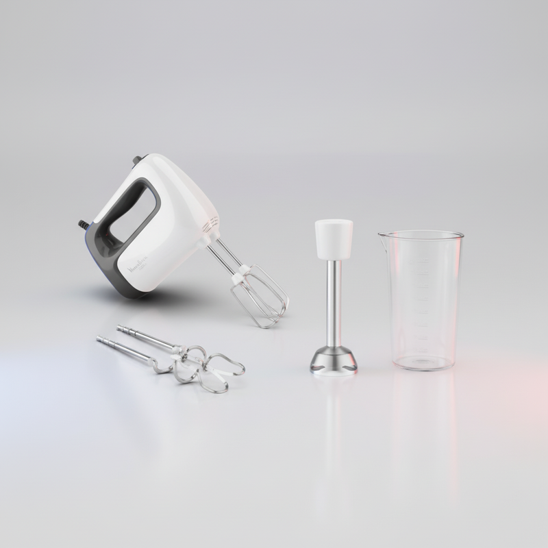 Batteur Moulinex Prep’mix+ 500 W-Blanc+ BAT + HB INOX + BEAKER