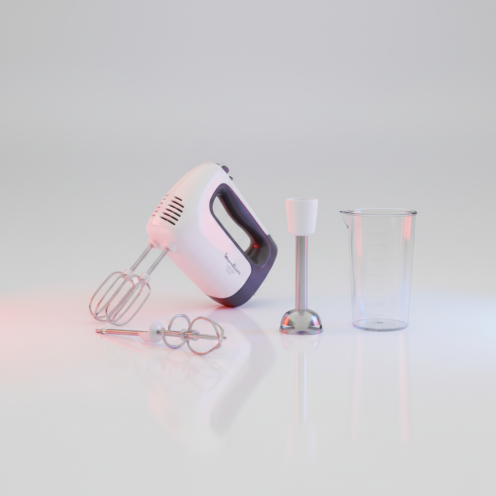 Batteur Moulinex Prep’mix+ 500 W-Blanc+ BAT + HB INOX + BEAKER