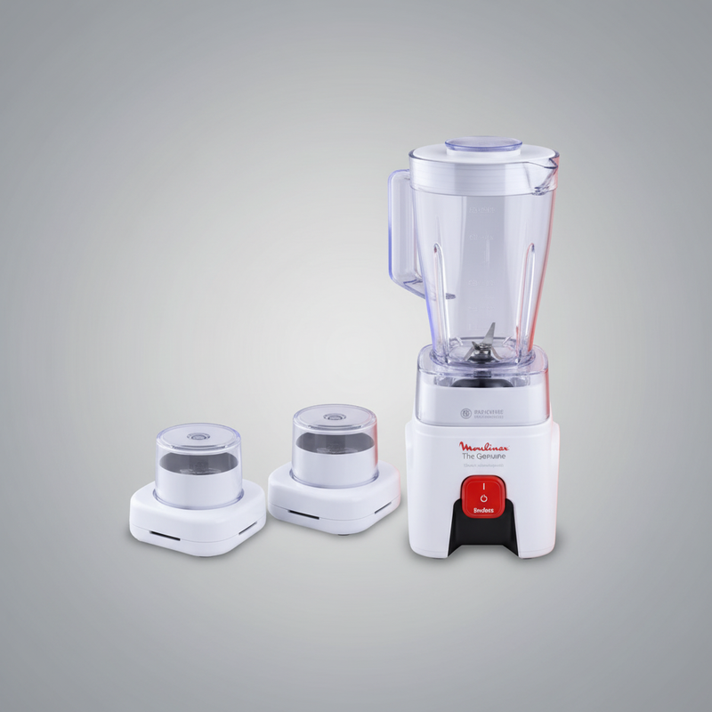 Blender Moulinex THE GENUINE 500W + 2 Moulins à Café - Blanc