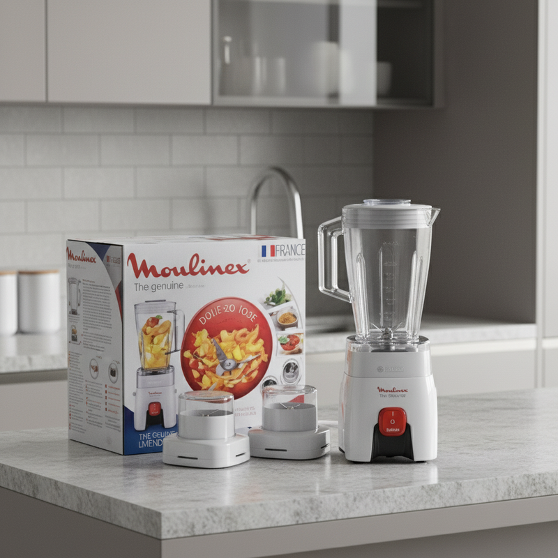 Blender Moulinex THE GENUINE 500W + 2 Moulins à Café - Blanc