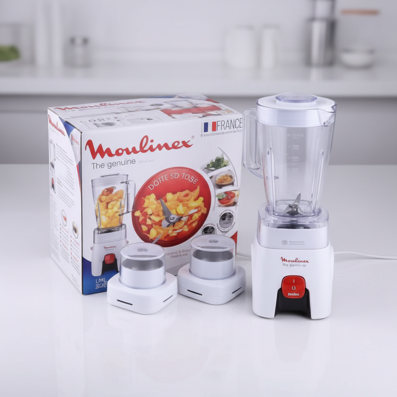 Blender Moulinex THE GENUINE 500W + 2 Moulins à Café - Blanc